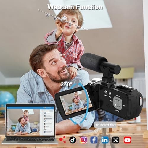 ISHARE 4K 48MP Digital Vlogging Camera for YouTube Compact Camcorder with Microphone Anti-Shake Night Vision 18X Zoom for Travel Family Daily Recording Beginners Kids Teens Adults 6