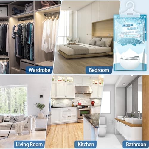 Corodo Moisture Absorbers Packets - 12 Pack Hanging Moisture Absorbers Dehumidifier Bags for Closet Bathroom Kitchen, Fragrance Free Humidity Absorber Packs, Removes Moisture & Odors 6