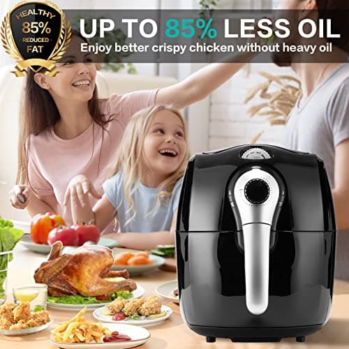 LATURE 7 QT Air Fryer Oven Cooker with Temperature and Time Control Dishwasher Non-stick Basket 6 Cook Presets CE Certified Black (Black-Knob) 5