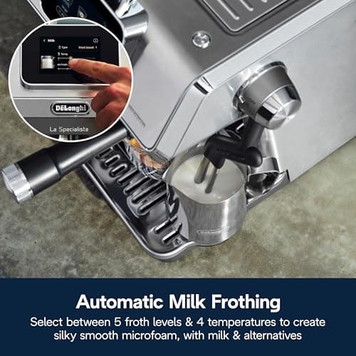 De'Longhi La Specialista Touch Espresso Machine with Grinder & Milk Frother – Cold Brew & Iced Coffee Maker, Burr Grinder, 10 Drink Presets, Compact Bean to Cup, Award-Winning Italian Design 6