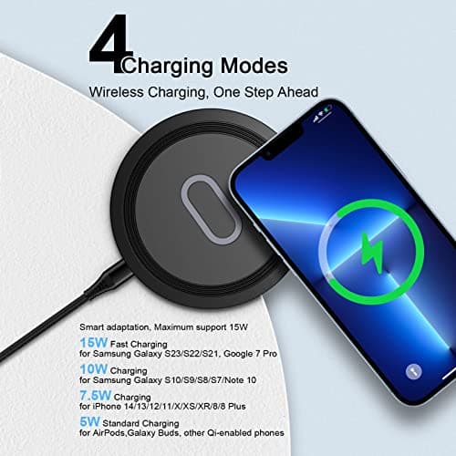 Wireless Charger Samsung Fast Charging Pad for Samsung Galaxy S26/S25 Ultra/S24 FE/S23 Ultra/S22/S21/Z Flip 6 5,15W Wireless Charging Station Charger Mat and QC Adapter for Google Pixel 10 9 8a 7a 6