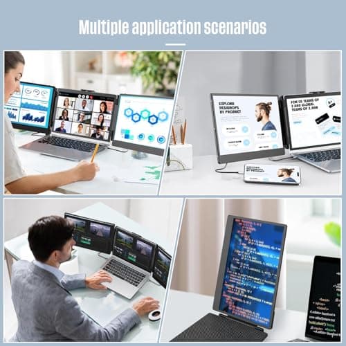 ALLVIA Laptop Screen Extender 14" 1080P FHD IPS, Portable Monitor for Laptop 13-17", Triple Monitor Extended for laptops with Dual Speakers, Plug-Play with Type-C/HDMI/USB-A for Wins/Mac/Chrome 6