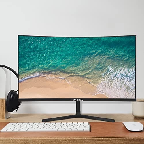 CRUA 24" Curved Monitor, FHD(1920×1080P) 100HZ, 99% sRGB Color Gamut Computer Monitors, Narrow Bezels on Three Sides, Blue Light Filter PC Monitor for Home, Office and Dormitory(HDMI, VGA)-Black 7