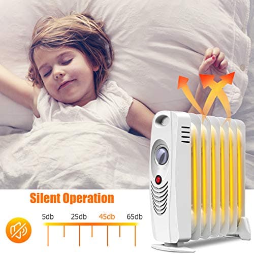 Tangkula 700W Portable Space Heater, Oil-Filled Radiator with Adjustable Thermostat, Overheat Protection, Electric Heater for Home, Bedroom, Indoor Use 8