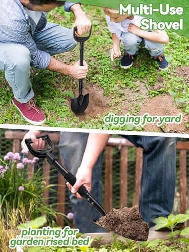 Shovel, Garden Shovels for Digging Gardening Heavy Duty, 31 inch Small Short Metal Shovel with D-Handle, Sharp Round Point Blade, Comfort Grip, Camping, Off Road, Soil, Kids Sand Beach Mini Spade Tool 5