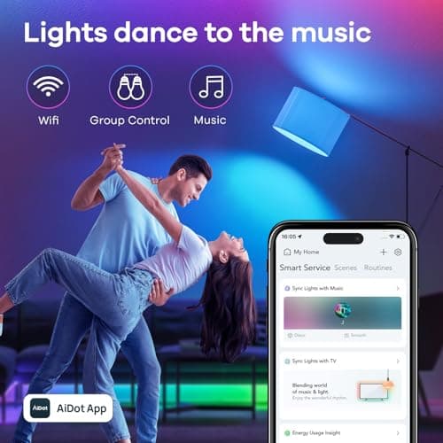 Linkind Smart Light Bulbs, Smart Bulb That Work with Alexa & Google Home, LED Light Bulbs Color Changing, 104 Preset Scene, Music Sync, A19 E26 2.4GHz RGBTW WiFi Bluetooth Light Bulb 60W, 800LM, 4Pack 8