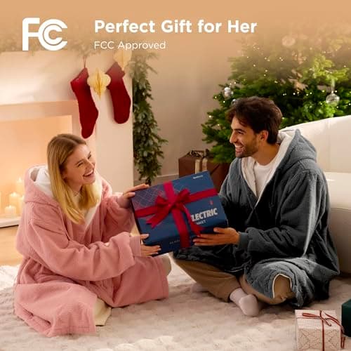 Bedsure Portable Heated Wearable Blanket Hoodie - Faux Cashmere Electric Blanket with 20000mAh Battery Pack, Cordless USB Heated Throw, Winter Gifts for Women, 4 Heat Levels & 4 Timers, 22"x43", Grey 7