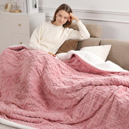 Electric Blanket Twin Heated Blanket 62''X84'' with 5 Heating Levels & 10 Hours Auto Off, ETL& FCC Certification Dual Sherpa Twin Heating Blanket Washable for Home/Office/Bed, Great Gift(Pink)