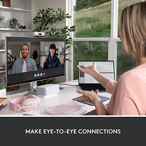 Logitech Brio 500 Full HD 1080p Webcam with Auto Light Correction, Dual Noise Reduction Mics, Privacy Cover, Works with Teams, Meet, Zoom - Rose 11