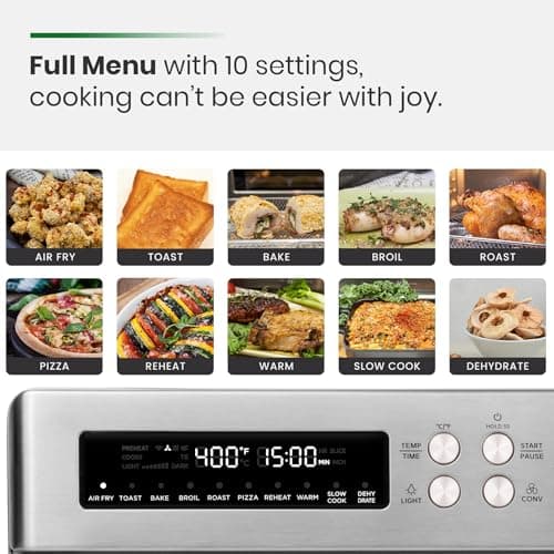 VAL CUCINA Infrared Heating Air Fryer Toaster Oven, Extra Large Countertop Convection Oven 10-in-1 Combo, 6-Slice Toast, Enamel Baking Pan Easy Clean with Recipe Book, Brushed Stainless Steel Finish 8