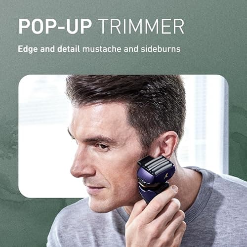 Panasonic ARC5 Electric Razor for Men Face, Wet & Dry Shavers for Men with Foil Shaver, Pop-up Trimmer, Ultra-Fast 5-Blade, Smart Shave Sensor, 16D Flexible Pivoting Head - ES-ALV6HA (Navy) 7