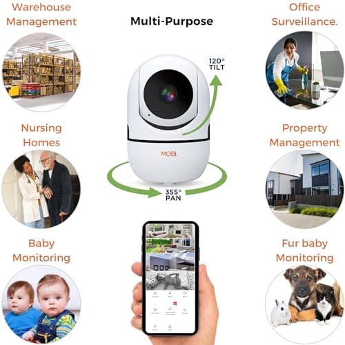 MobiCam HDX Wi-Fi Pan & Tilt Smart Nursery, Elderly & Home Monitoring Camera, 1080p HD Indoor Security Night Vision IP Camera, Motion Detection, Two-Way Audio, Cloud & SD Card Storage - (2-Pack) 3