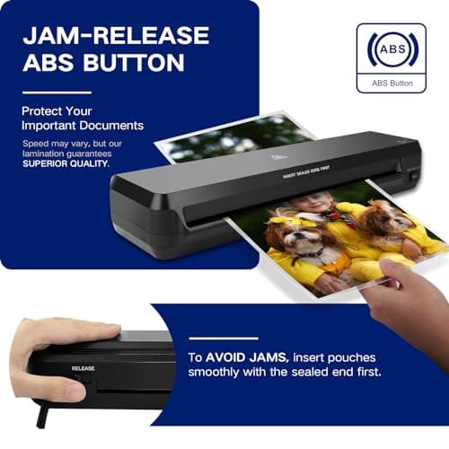 13 Inch A3 Laminator Machine, 7 in 1 Desktop Thermal Laminator, Never Jam with 40 Laminating Pouches, Paper Trimmer and Corner Rounder, Fast Warm-Up, Home Office School Use, Black 5