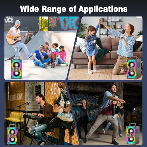 BSZHI Portable Bluetooth Speakers 80W Big Powerful Wireless Stereo Sound Boombox Outdoor Loud TWS Home Party Speaker with Subwoofer, FM Radio, LED Lights, Remote Control 8