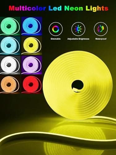 Ledagic 10ft Rgb Led Neon Rope Lights with Remote App Control, IP65 Waterproof Neon Strip Lights for Outdoor, DIY Design Flexible Led Rope Lights for Bedroom Music Sync, Gaming Accessories, Room Decor 7