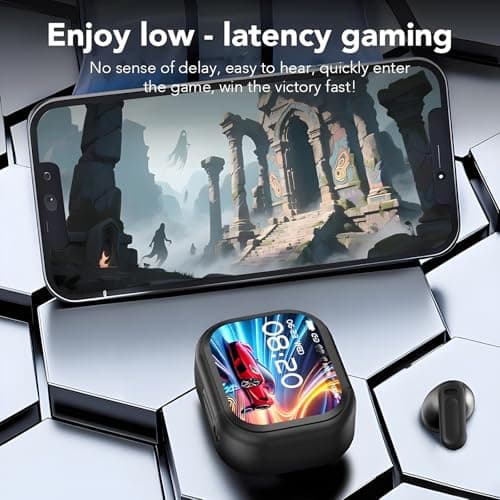 Bluetooth 6.0 Earphones LED Display, High Fidelity Waterproof Wireless Earphones, Ne20 Earbuds, Ai Translation Real Time, 48H Battery Touchscreen Noise Cancelling in-Ear Earphone for Sports (Black) 6