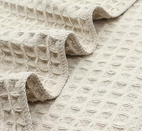 VeraSong Waffle Weave Absorbent Kitchen Dish Towels - Thick Microfiber 16Inch x 24Inch 3 Pack Khaki 6