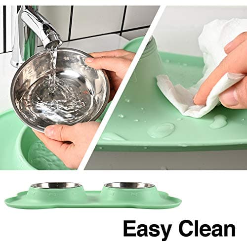 Juqiboom Dog Bowls 2 Stainless Steel Bowl for Pet Water and Food Feeder with Non Spill Skid Resistant Silicone Mat for Pets Puppy Small Medium Cats Dogs 5