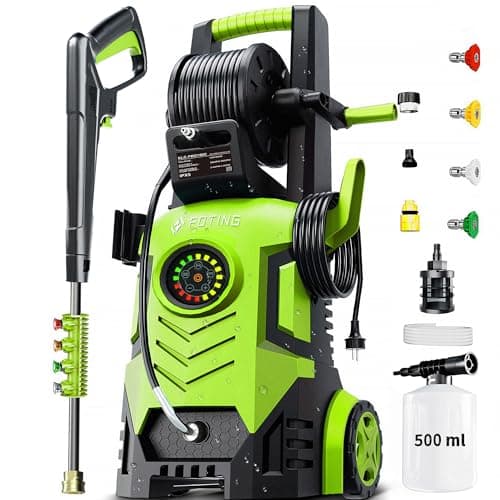 Pressure Washer 5000PSI with Adjustable Touch Screen 8 Level, 34" Tall, 4 Quick Connect Nozzles,Inlet Hose&Filter&500mlFoam