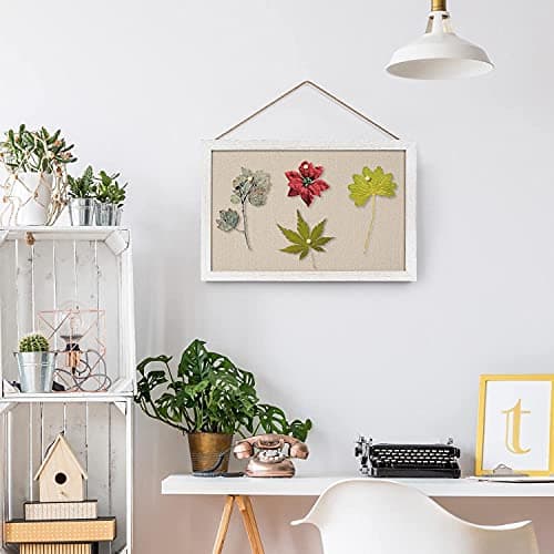 Miratino 2-Pack Cork Board with Linen 16x11 inch Bulletin Board Office Decor Hanging Pin Wood Framed Display Picture Vision Board Light for Wall School Office Bedroom 20-Pushpin Vintage White 5