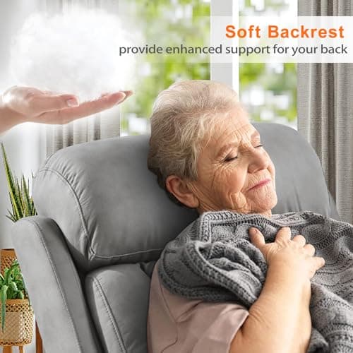 cinkehome Small Power Lift Recliner for Elderly, Lift Chair Recliners, Electric Recliner Chairs for Seniors, Remote Control, Adjustable, Side Pocket (Light Grey) 7