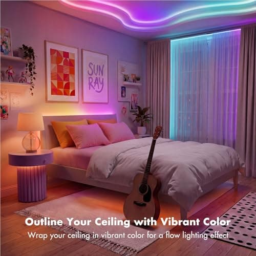 ERBTY IC Smart RGB LED Strip Lights, 65.6FT LED Lights for Bedroom, App Control/Remote Control, Music Sync, DIY Design, Rainbow Chasing Effects, Strip Lights for Home, Party Decor 6