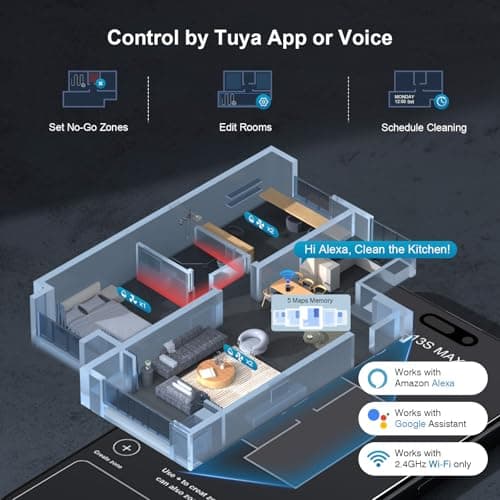 MAMNV Robot Vacuum and Mop, 11500 Pa Suction, 3-in-1 Robotic Vacuum with Smart LiDAR Navigation, 90 Day Self-Emptying,160 Min Runtime,App/Alexa/Voice Control, Ideal for Pet Hair, Carpet & Hard Floor 5