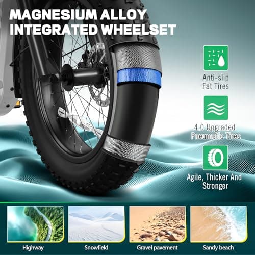 TST Electric Bike for Adults, with 1500 W(Peak) Motor, Speed Can Reach 28 mph, 48V/15AH Battery, Max Travel 60-80 Miles, Equipped with 20 * 4" Fat Tyres, and 7-Speed Ebike（White） 5