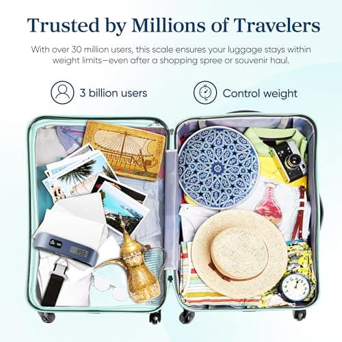 Etekcity Luggage Scale, Travel Essentials, Digital Suitcase Weight Scales for Travel Accessories, Hanging Baggage Scale with Temperature Sensor, Rubber Paint, 110 Pounds, Battery Included, Blue 6