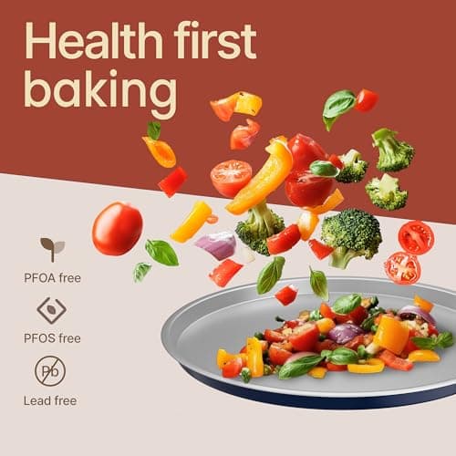 Bakken Swiss Pizza Tray Set 3-Piece – Gray Ceramic Coating, Non-Stick, Round Steel Pizza Pans - Dishwasher Safe, Premium Bakeware for Home Cooking Heatly coating 5