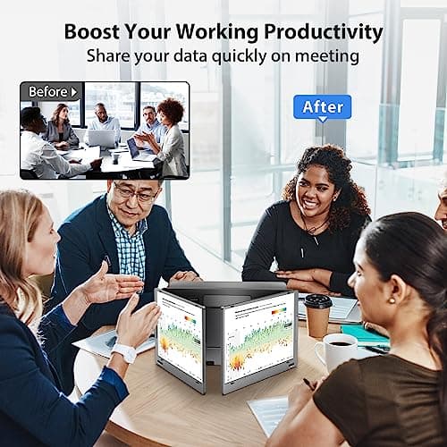 KYY Triple Laptop Screen Extender, 14" 1080P FHD IPS Dual Portable Extended Monitor, USB C Travel for 12-16'' Laptop, 210°Rotation & Kickstand, Plug and Play, X90 (Windows Only) 8