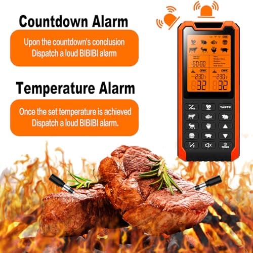 Smart Bluetooth Meat Thermometer - Long Range Wireless Food Thermometer, Temp Monitor with Dual Probes for BBQ, Oven, Grill & Smoker-Effortless Steak, Pork, and Turkey Cooking 6
