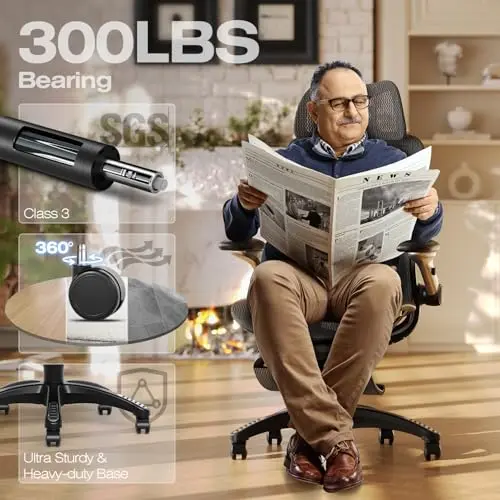 ELABEST X100 Ergonomic Mesh Office Chair with Footrest, Big and Tall Hone Desk Chair with 5D Flip-Up Arms, Adjustable 3D Lumbar Support,Gaming & Executive Computer Chairs 8