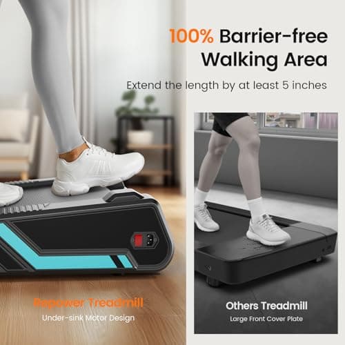 Repower Small Walking Pad for Home and Office, Portable Under Desk Treadmill with Fixed 7% Incline and Adjustable 2% Incline, 300LBS Capacity—Blue 7