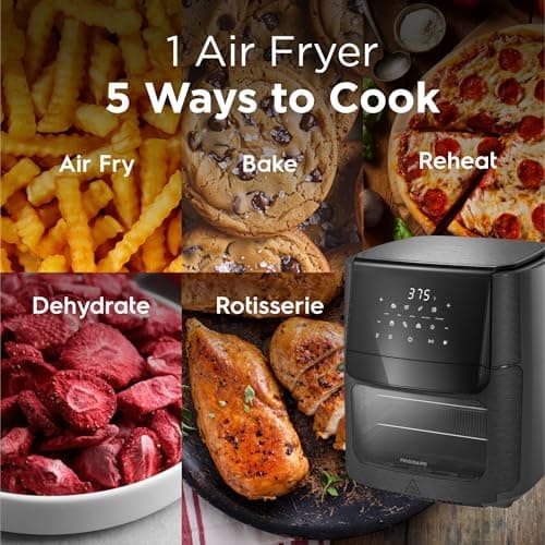 Frigidaire 5-in-1 Air Fryer Combo Oven with Viewing Window, Large 12.6 QT Capacity, Digital Display, 5 Cooking Modes, 7 Recipe Presets, Automatic Shake Reminder, PFAS-Free Cooking Surfaces, Black 6