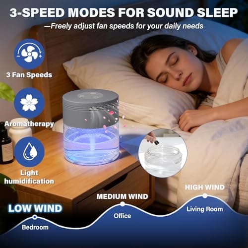 Water Air Purifier, Water Based Air Purifier for Home with 24H Auto Shut-off, 3 Speeds, Air Washer with 8 LED Night Lights, Air Freshener Revitalizer for Bedroom Office Room Pets Smoke 5
