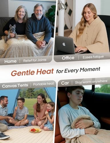 Ourea Cordless Heated Blanket with 10000mAh Power Bank, Portable Rechargeable Sherpa Throw, Low-Voltage Battery Operated Heating Blanket for Indoor & Outdoor Use, Soft Warm Cozy Gift for Women 6