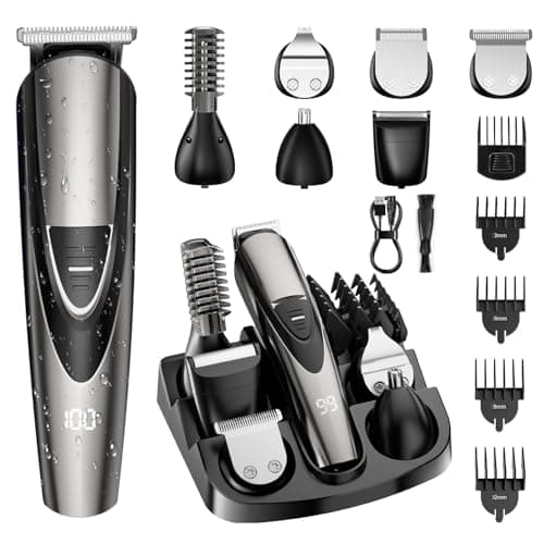 SHPAVVER Electric Beard Trimmer for Men: 16-in-1 Professional Barber Hair Clippers - Cordless Grooming Kit - Turbo Speed & Precision Blades