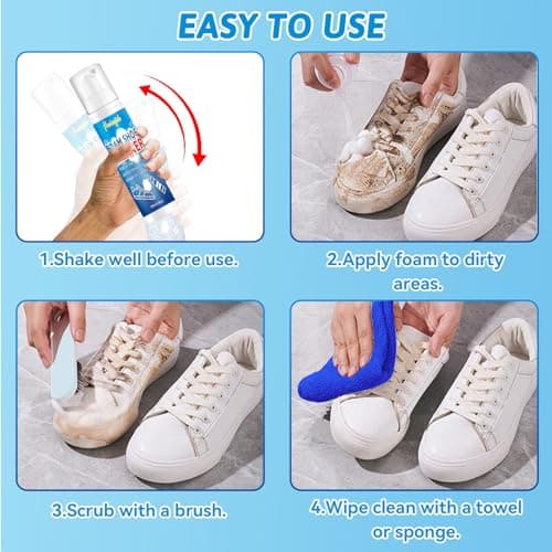 HORSEFISH TOOL Shoe Cleaning Kit, 6.76 Oz White Shoe Cleaner with Brush and Towel, Shoe Cleaner Kit Removes Dirt and Stain, Sneaker Cleaning kit for Suede, Leather, Knit, Boots, Canvas, Fabric 6