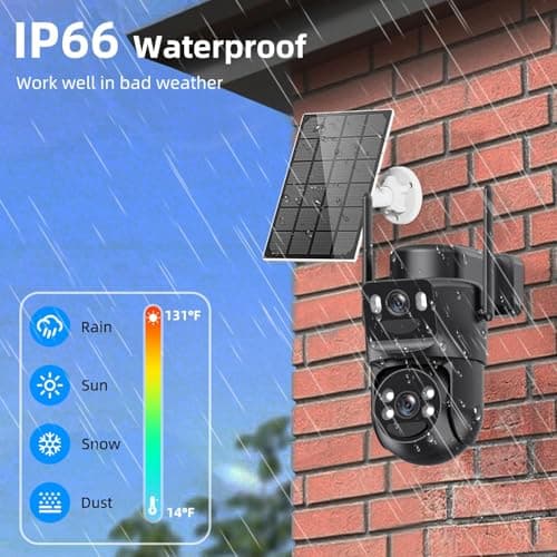 BEZOMIZ 4K Solar Security Cameras Wireless Outdoor, 5GHz/2.4GHz WiFi 360° PTZ Cameras for Home Security with Dual Lens, Human Auto-Tracking, Siren, Color Night Vision, 2-Way Talk, IP66 7