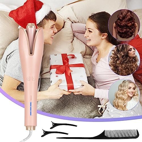 Fallmist Automatic Curling Iron, Pink, Ceramic, 4 Temperature Displays, Fast Heating, Anti-Scald, Anti-Knotting, Automatic Shut-Off, Dual Voltage, Curling Iron for Hair Styling 7