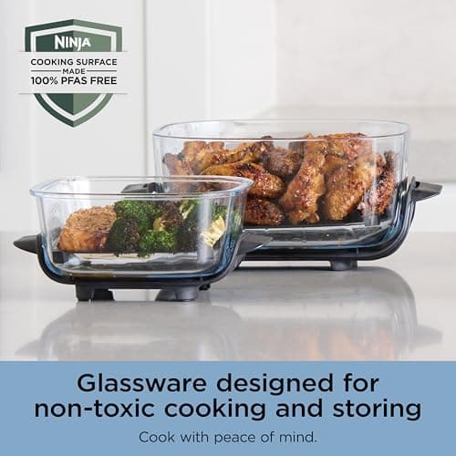 Ninja Crispi 4-in-1 Glass Air Fryer | 450°F | Non-Toxic | 4QT & 6-Cup Glass Containers w/Lids | Microwave, Freezer, Dishwasher Safe | Max Crisp, Air Fry, Bake, Recrisp | Periwinkle | FN101PL 13