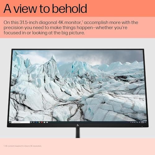 HP E32k G5 32" 4K USB-C Monitor with 5ms Response Time, Anti Glare, Flicker Free, VESA Mount (100mm), Displayport, HDMI & Dockztorm USB Port Expander, Black/Silver Color (6N4D6AA#ABA) 4