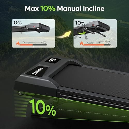 WELLFIT Walking Pad with Incline, 3HP 320 lbs Capacity Treadmills for Home, 10% Incline Treadmill with Auto Belt Alignment System, Mute Remote, APP and Console Control for Small Space 5