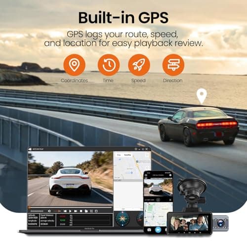 JIMIMAX 4K+1080P+1080P 3 Channel Dash Cam Front and Rear with Cabin, Free 128GB Card Included, 5.8GHz WIFI6 Dash Camera, IR Night Vision, Built-in GPS, G-Sensor, 24H Parking Mode, Support 512GB Max 5