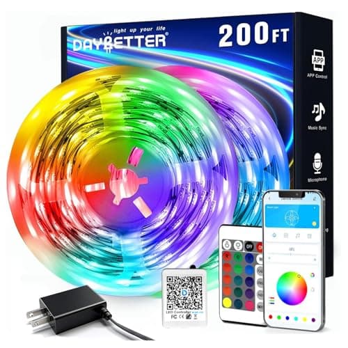 DAYBETTER LED Strip Lights 200 ft (2 Rolls of 100 ft), Smart App Control Lighting Bedroom Rome Decor with Remote, RGB Music Sync Color Changing LED Lights for Party