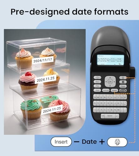 Bluetooth Label Maker Machine with-Tape, Label Maker with Keyboard Multiple Fonts & Icons, LT12 Rechargeable Labeler Portable Handheld Label Makers Waterproof-Labels for Home Kitchen Office School 7