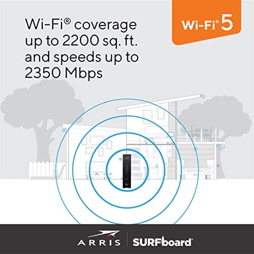 ARRIS Surfboard SBG7400AC2-RB DOCSIS 3.0 Cable Modem & AC2350 Wi-Fi Router , Approved for Comcast Xfinity, Cox, Charter Spectrum & more , Four 1 Gbps Ports , 800 Mbps Max Internet Speeds,- REFURBISHED 5