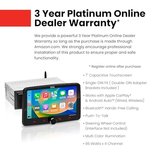 BOSS Audio Systems BVCP9700A-FL Single DIN Car Stereo Wireless Apple CarPlay, Android Auto, 7 Inch Touchscreen, Bluetooth, AM/FM Radio Receiver 5