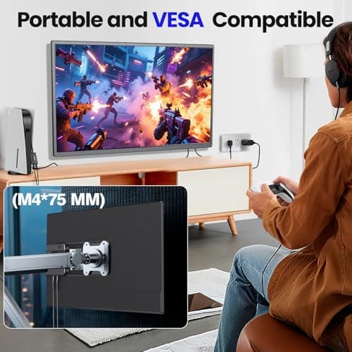 23.8'' Portable Monitor,FHD 1080P 100Hz IPS Laptop Screen Extender,USB-C HDMI Large Office Gaming Second Monitor Extender with Detachable Stand for Mac Windows PS5 Xbox Switch(Built-in Speakers) 6